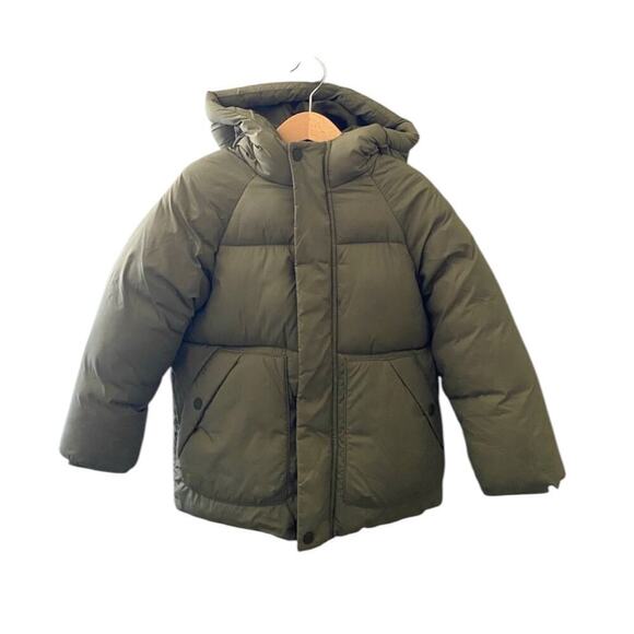 ZARA Kids Olive Green Puffer Parka Coat Jacket Hood Size 4-5Y